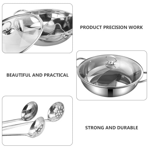 Marmite à soupe induction double compartiment en acier inoxydable avec cuillère - 4