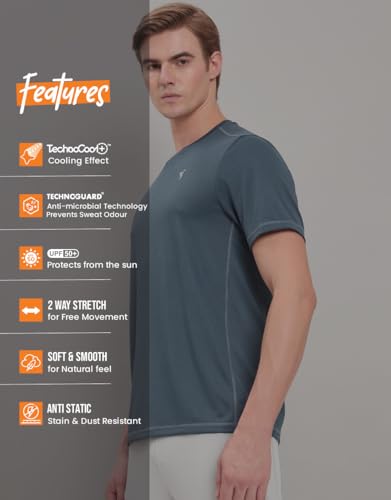 Image of TECHNOSPORT Men's Polyester Regular Fit T-Shirt