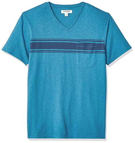 Amazon Brand - Goodthreads Men's Lightweight Slub V-Neck Pocket T-Shirt, Teal Navy, Medium