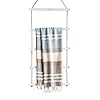 Towel Rack for Bathroom- 3.3-Foot Wall Hanging Whitewashed Wood & Rope Blanket Ladder with 5 Rungs for Farmhouse Room Decor (Whitewashed)