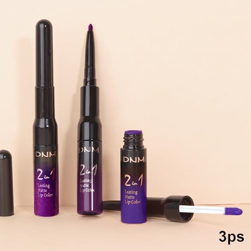 Image of evpct 3Pcs Lavender Dark Violet Purple Matte Lip Liner & Liquid Lipstick Stain Makeup Set for Women, Lip Liner Stain Long Lasting Waterproof Smudge Proof, Cruelty Free Lip Makeup 24 hours originales