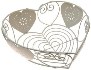 Classic Vintage style Wire Heart shaped Fruit Basket / Fruit bowl - Cream
