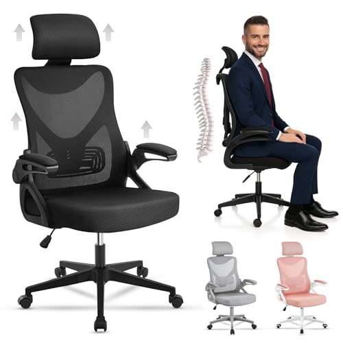 EveryKip® Silla Escritorio Ergonomica Ajustable con Reposabrazos Beige| Ruedas Anti-Arañazos | Sillas Oficina Ejecutiva con Reposacabezas | Cadeira Ergonómica Office Chair Premium Papel (Naranja)