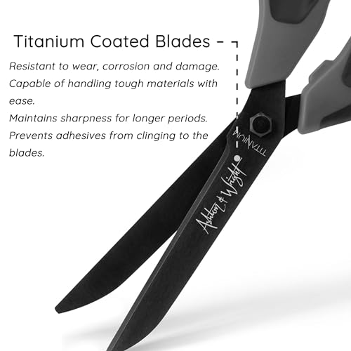 Ashton and Wright - Titanium HD - Heavy Duty Scissors for Office, Home, Kitchen, and Craft - 210mm / 8” - Titanium Coated Blades (Grey, Right Handed) - Image 5