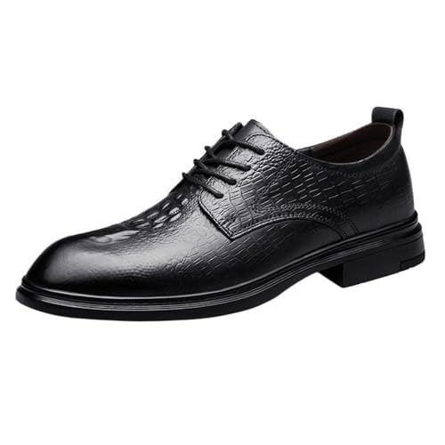 Men's Lace up Oxford Dress Shoes Genuine Leather Soft Comfortable Business Casual Formal Office Work Crocodile Pattern Footwear2