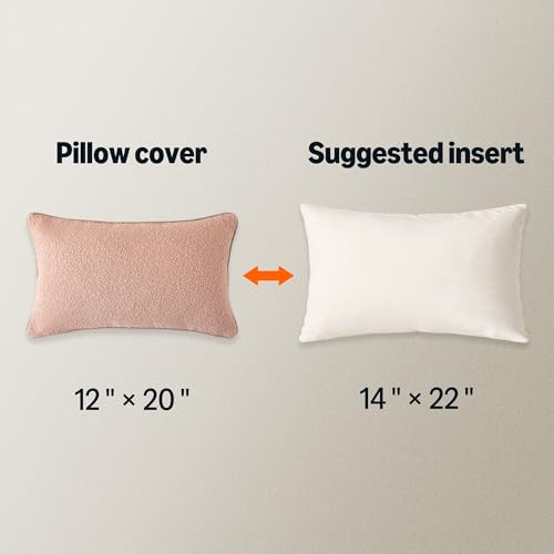 Image of Amazon Basics Boucle Lumbar Throw Pillow Covers for Couch, Living Room, Home Decor with Hidden Zipper, Pink, 12x20in, Pack of 2