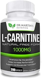 DR. MARTIN'S NUTRITION Extra Strength L-Carnitine - 200 Capsules - 1000mg Per Serving - Boost Your Metabolism and Increase Performance