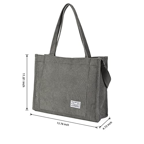 Bolsa tiracolo vintage casual de veludo cotelê para mulheres, bolsa de ombro de viagem, bolsa ecológ