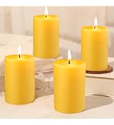 Beeswax Pillar Candles, 2x3in Natural Pure Beeswax Candles 128 Hours Long Burning Time Smokeless ...