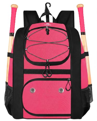 Image of MATEIN Softball Bag, Lightweight Baseball Backpack with Shoe Compartment, Baseball Bag with Fence Hook for TBall Bat & Equipment, Softball Gifts Catchers Backpack for Women Fit Catcher's Mitt, Helmet