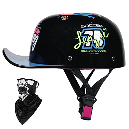 DXDRT Casquette De Moteur À Face Ouverte, Casquette De Baseball Circulaire Demi-Casquette Cônes De Moteur Électrique VTT UTV Jet Style Demi-Visage Médailles pour Hommes Femmes,No. 78,XL