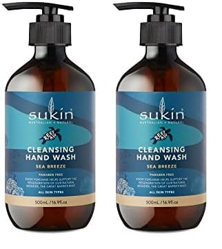 Sukin x Reef Aid, Cleansing Hand Wash, Sea Breeze, 500ml (Pack of 2)