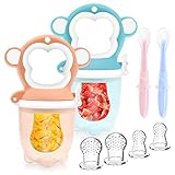 Sichere und Zuverlässige Qualität - Der Griff und der Deckel des Fruchtsauger silikon bestehen alle aus lebensmittelechtem Polypropylen, das 100% sicher und ungiftig ist. Der Brustwarzenteil besteht aus robustem, aber biegsamem Silikon in Lebensmittelqualität, BPA-frei und materiell zertifiziert.