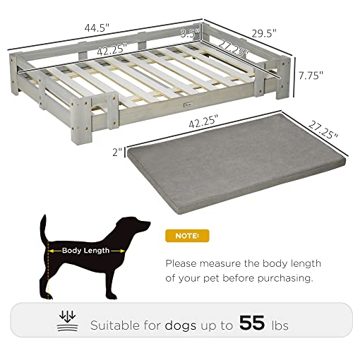 Pawhut Large Dog Bed With Soft Sponge Cushion, Wood Dog Bed With Roomy Surface, Elevated And Upraised, Durable Frame, Slate Gray #TOP2