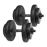 BalanceFrom 40 Pounds Vinyl Coated Dumbbell Set for Home Gym, Black – Cement Weight Plates with 14-Inch Contoured Handles and Collar Locks for Adjustable Strength Training Workouts