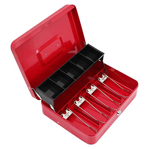 Image of xydled Cash Box with Key Lock, Metal Money Box, Safe Storage box, Red