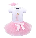 Bonito vestido de cumpleaños para niña: la parte delantera tiene un número / flor / unicornio, adornado con bonitos adornos de unicornio/diadema. Hará que tu pequeño ángel brille en la multitud.