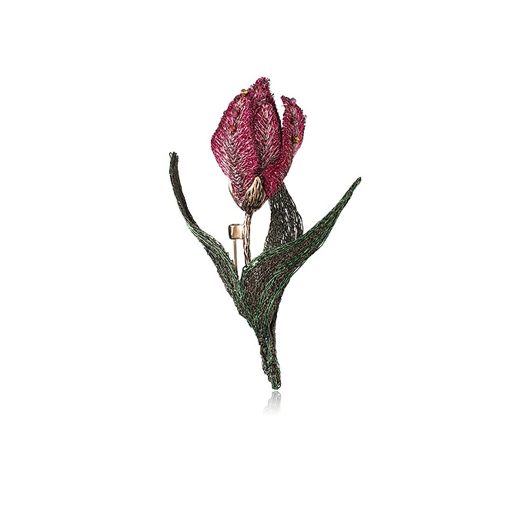 Florale, Elegante, handbestickte Tulpenbrosche, Damenmantel-Accessoires, Corsage
