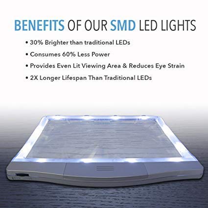 Loupe de lecture de grande page pour malvoyants avec 12 LED - 2