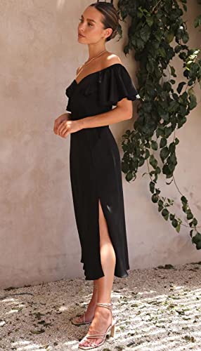 2025 Summer Women's Satin Off Shoulder Formal Dress Wedding Guest Elegant Butterfly Sleeve Split Cocktail Prom Midi Dresses4