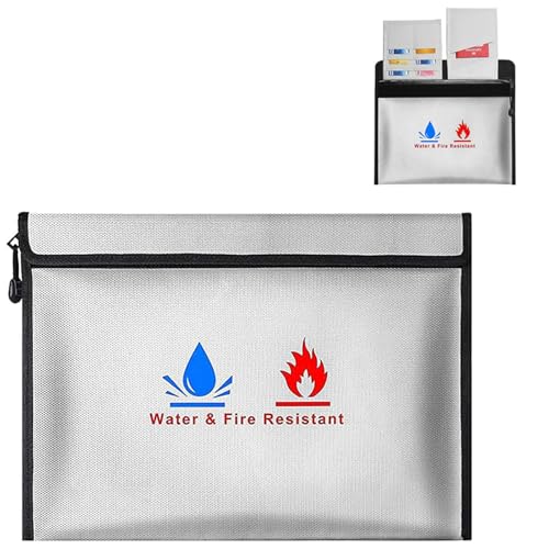 Fireproof Document Bag, 15 x 11 inches, Capacity for A4 files, mo...