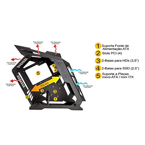 Gabinete Gamer Pixxo Lks06s Preto Lateral Vidro