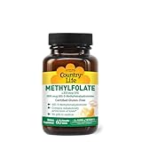 Country Life Methylfolate Chewable Tablets - Metabolically Active Folate - Great Tasting Orange Flavor - Gluten-Free - Smooth Melts - Vegan B12 - Women's Vitamins - Daily Supplement - 60 Tablets