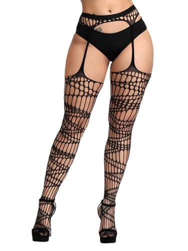 Buitifo Woman Thigh High Garter Stockings Patterned Tights Fishnet Pantyhose