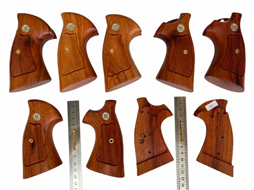 Handicraftgrips New Smith & Wesson S&W N Frame Square Butt Grips Checkered Open Back Silver Medallionshardwood Wood Handmade #Nsw25 #TOP4