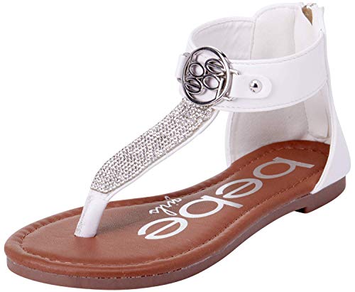 bebe Girls' Sandals - Rhinestone Thong Dress Sandals, Open Toe Easter Summer Shoes for Little and Big Girls