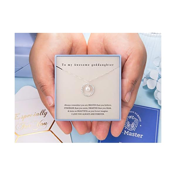 Goddaughter Necklace Goddaughter Gifts for Girls Sterling Silver Circle Necklaces for Girls Goddaughter Daughter Gifts from Godmother Christmas Holiday Jewelry