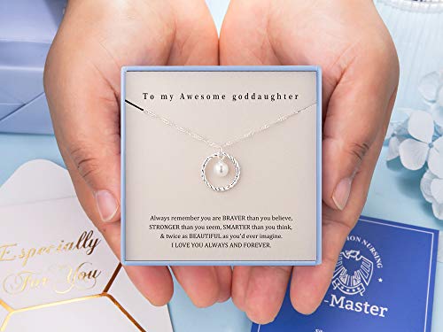 Goddaughter Necklace Goddaughter Gifts from Godmother/Godfather Sterling Silver Circle Necklace Gifts from Godmother Christmas Holiday Jewelry3