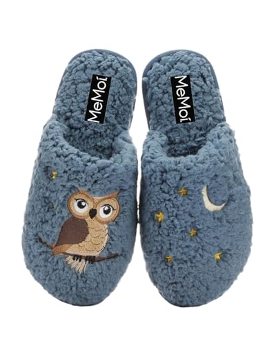 MeMoi Women's Night Owl Hard Bottom Plush Slippers