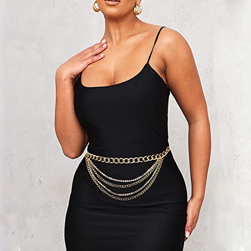 Rhinestones Metal Waist Chain for Women Multilayer Crystal Body Jewelry Belly Belts2