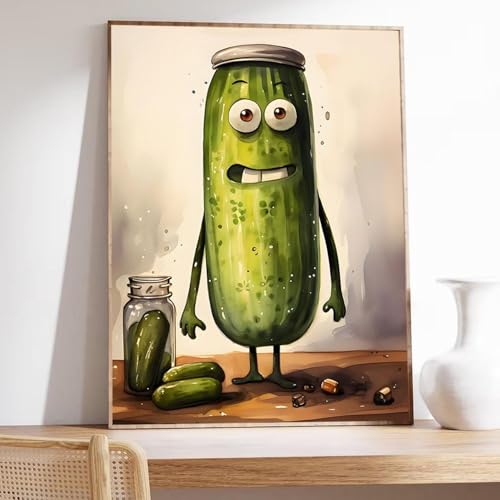 Décoration murale pour salle à manger triste : affiche de cornichons humoristique 60x90cm