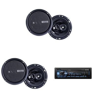 Alpine UTE-63BT Mech-Less Bluetooth Receiver w/ (2 Pair) Power Reference PRX603 6.5" 3-Way Speakers