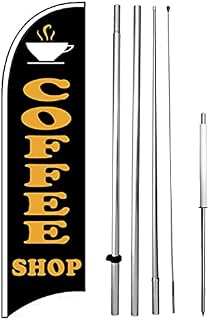 TANFENJRCoffee Shop Windless Feather Swooper Flag Banner Sign Kit kb-h