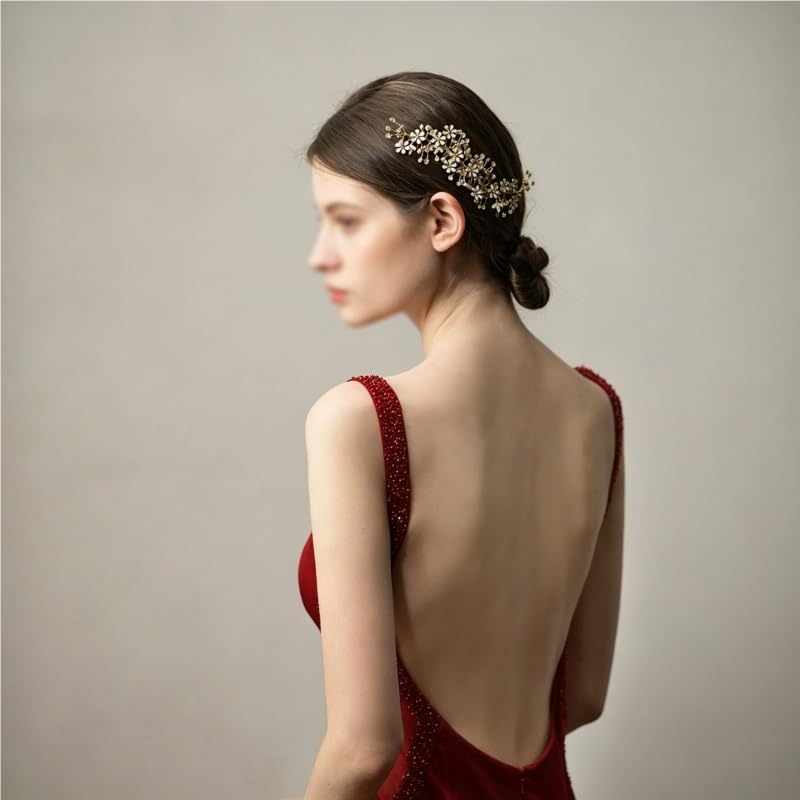 Floral Bridal Hair Comb with Freshwater Pearls image 2