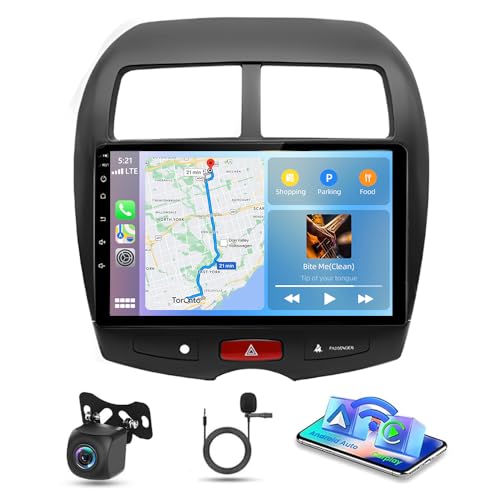 Android 14 Car Stereo for Mitsubishi ASX 2010-2016 Double Din 10 Inch Car Stereo Radio 2G+32G with Wireless Carplay Android Auto Touch Screen Bluetooth GPS WiFi SWC FM/RDS Backup Camera Mic