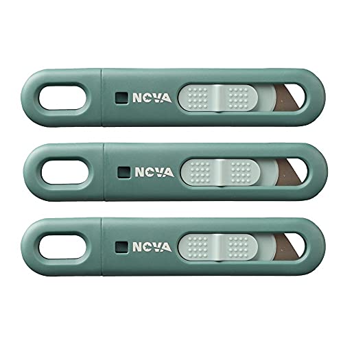 Image of Nova Disposable Safety Knife, Utility Knife, Box Cutter, Fixed Compact Cut, Ambidextrous Feature, Ideal for Food Industry, Warehouse, for Cutting Boxes, Cartons, Packing. (3 Pack)