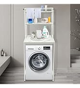 LOHISHILO 3 Tiers Washer Dryer Stacking Rack Stand, Heavy Duty Over Washer&Dryer Shelves with Adj...