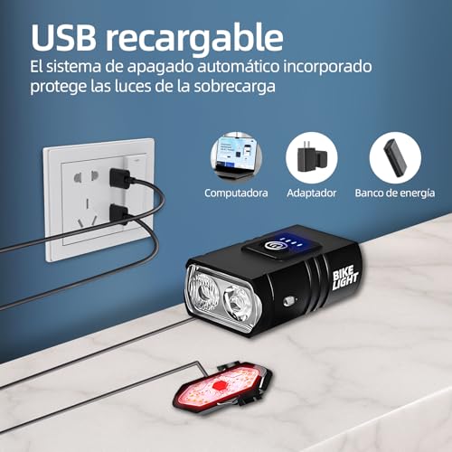 Luz para bicicleta recargable 8 Imagen adicional