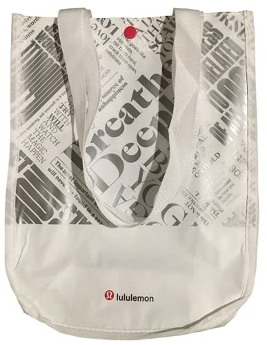 Lululemon 20th Anniversary Small Reusable Tote Carryall Gym Bag (White/Silver)