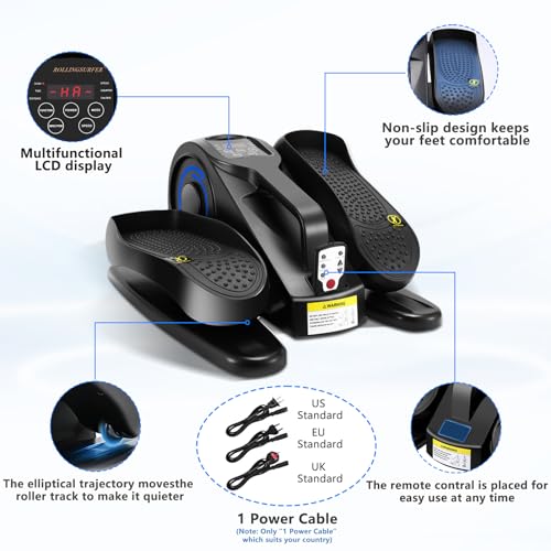 Rollingsurfer Under Desk Elliptical Machine, Adjustable Speeds Elliptical Trainer with Remote Control, Seated Pedal Exerciser, Portable Leg Exerciser for Teens Seniors and Adults - Image 4