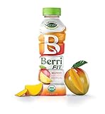 Berri Fit Organic Sports Drink Alternative | Natural Plant-Based Electrolytes - USDA Certified Organic - Non-GMO - Low-Calorie Fitness Beverage - Paleo Friendly | Mango - 16oz | Pack of 4
