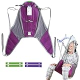 Ehucon Patient Lift Geteilter Bein-Gurt mit Lendenstütze, Patientenhubgurt für Transfer, Lagerung und Heben, Tragfähigkeit 500 lbs (Purpurgrau, Groß)