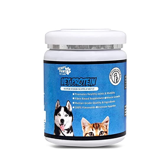 HempyPaws Dog Supplement – Protein Powder for Dog/Cat/Pet – Control Coat Vitalizer, Omega 3, Shedding Control, Biotin,Clean Protein Powder Blend – 300g Dog Growth Food Supplement