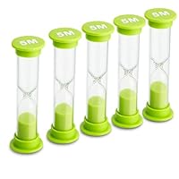 5 Minute Sand Timer for Kids, Safe Plastic Hourglass, Toothbrush Timer, Green Sand Timers for Learning, Cooking, and Games, Ideal for Classroom and Home Use