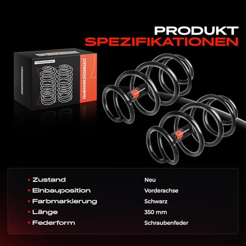 Frankberg 2x Federn Fahrwerksfeder Vorne Kompatibel mit Octavia II 2004-2013 Golf V 2003-2008 Golf VI 2008-2013 E-O-S 2006-2008 Golf Plus 2006-2016 Replace# 1K0411105BC