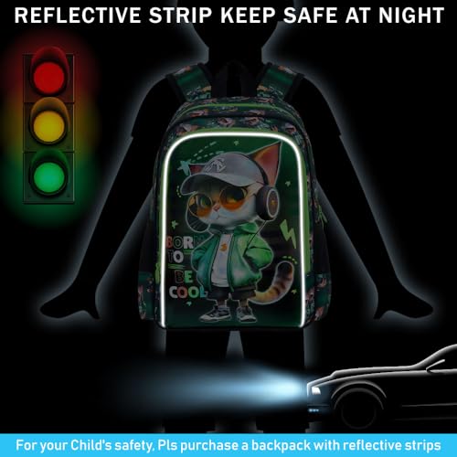 Image of CCJPX 16 inch Cat Backpack for Boys, 3PCS Kids Water Resistant Preschool Bookbags, Cool Kindergarten School Backpacks and Lunch Box